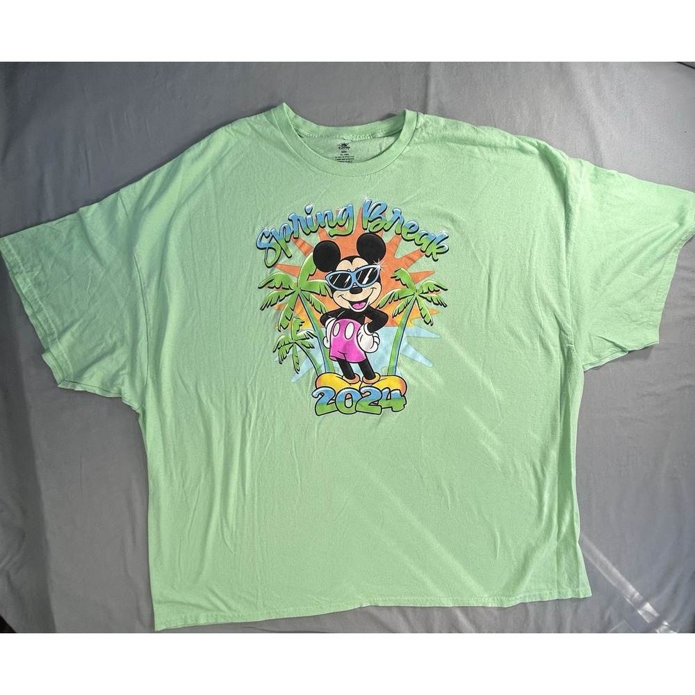 Disney Parks Mickey Mouse Short Sleeve Green‎ T-shirt Men's XXXL Spring Break